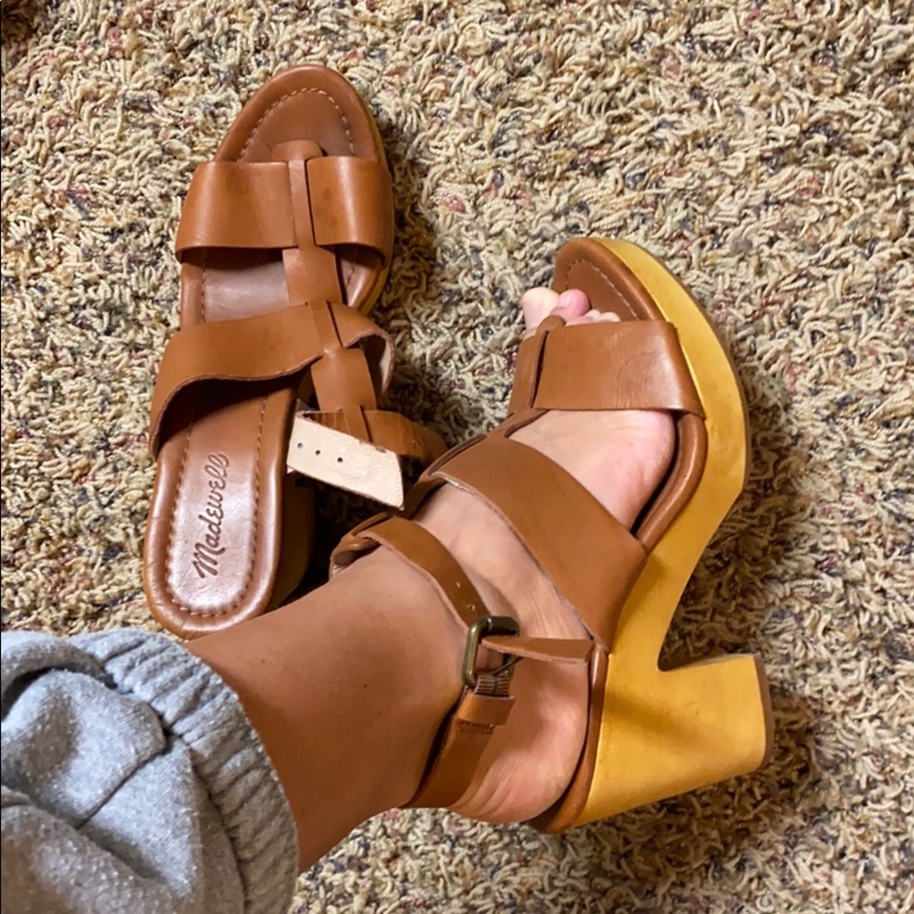 Madewell brown leather wedges